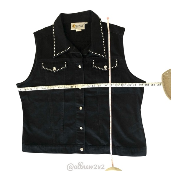 β’ New Christine Alexander Black Bejeweled Jean Vest Size XL Youβll sparkle! - Picture 4 of 16